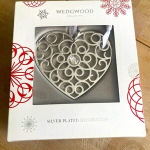 Wedgwood Christmas Silver Plated heart ornament